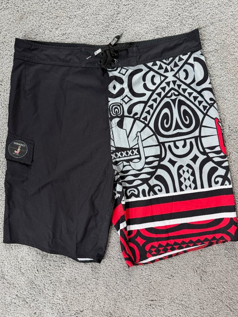 Rare Hinano Tahiti Collection Boardshorts -Men's Size 40 -Bold Polynesian Print